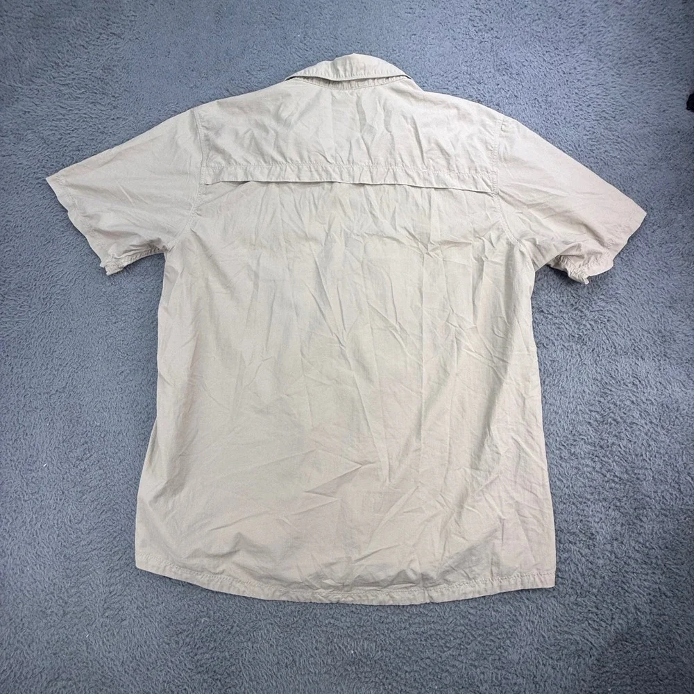 The North Face Button Up Shirt Mens XL Tan Short Sleeve Hiking‎ Ripstop Vent